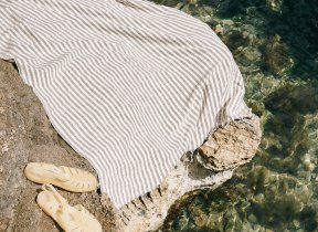 Halbleinen Hamamtuch "Striped Grey"