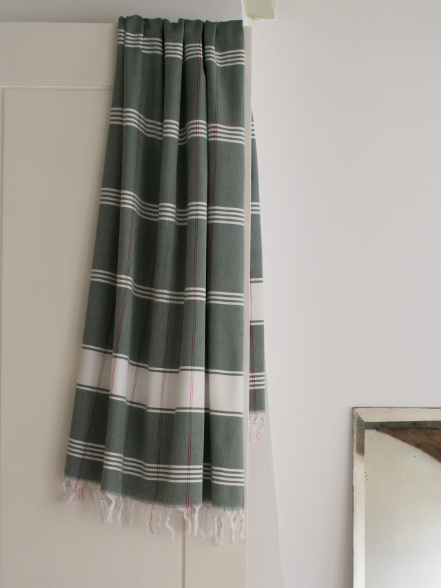 Hamam towel plaid "pine green/white"