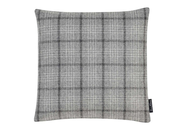 Benu Check" decorative cushion in light gray