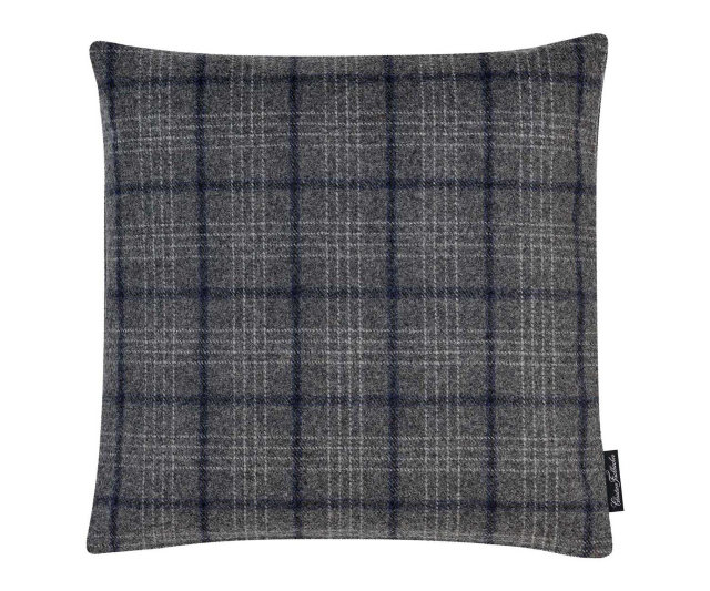 Benu Check" decorative cushion in dark gray