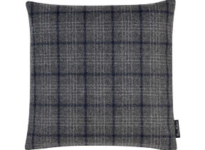 Benu Check" decorative cushion in dark gray