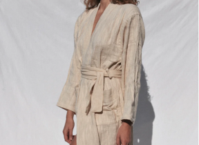 Lamu" half-linen bathrobe