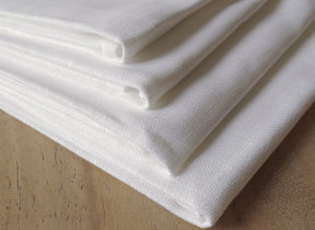 Half-linen napkin, placemat, runner & kitchen towel in white, 95° washable