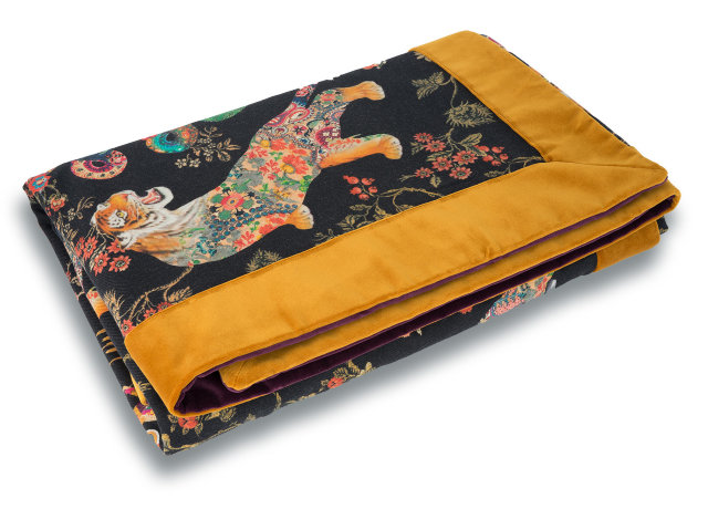 Schurwollplaid mit Samt "Etro Montreuil"