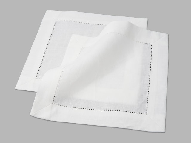  Lightweight pure linen cocktail napkin with ajour hem "Vieböck 269/01", 20x20 cm 