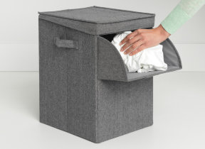Wäschebox Dunkelgrau 35 Liter, faltbar & stapelbar