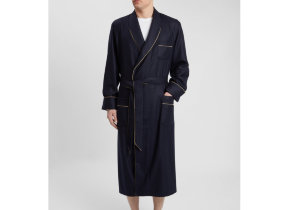 Cashmere housecoat "Duke Navy" by Derek Rose