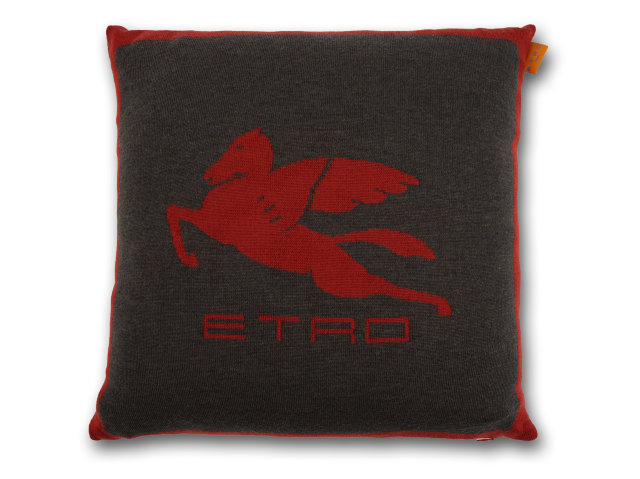 Wool knitted cushion "Etro Pegaso Rosso"