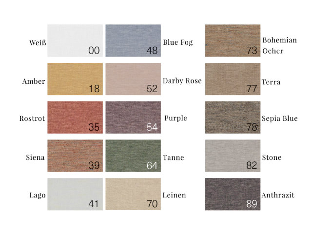 Color chart Leitner half-linen table linen Uni 174