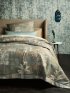 Cotton jacquard "Leitner Eden" color Clay (85) and cushions in "Uni 123" Terra (77) and Teal (68)