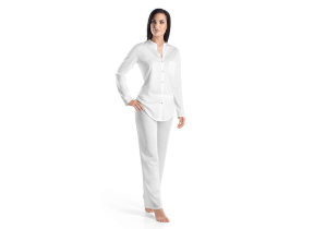 Jersey Damenpyjama lang "Cotton Deluxe White"