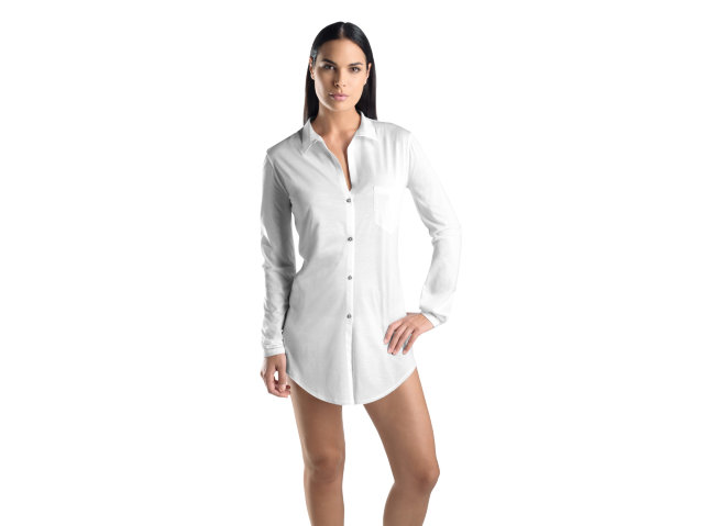 Damen Nachthemd "Hanro Cotton Deluxe - White" - Vorderseite