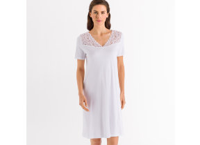 Nachtkleid Kurzarm mit Spitze "Hanro Moments -&#8203; White", Größe S