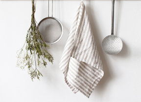 Leinenküchentuch vorgewaschen "Natural White Stripe"