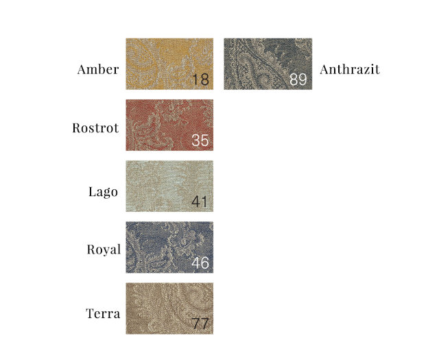 Linen jacquard "Leitner Paisley 278" color chart