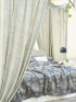 Cotton jacquard bed linen "Leitner Medusa", color 46 Royal & 82 Stone