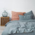 Blue Fog with Café Creme linen bedding Linen Tales