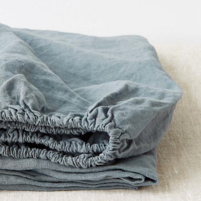 Blue Fog Leinenspannbettlaken Linen Tales
