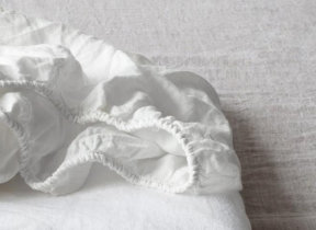 Leinen Spannbettlaken "Crispe White & Fog"