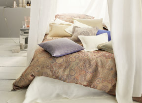 Linen bed linen jacquard floral/circles "Leitner Intarsio"