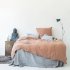 Blue Fog with Café Creme linen bedding Linen Tales