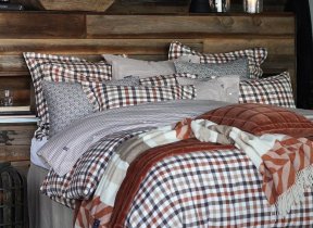 Checked Rust Brown" flannel bed linen