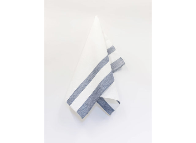Reinleinen Küchen- & Gläsertuch aus Österreich, Blockstreif blau 50 x 70 cm 