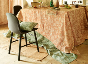 Halbleinen Jacquard Tischläufer "Leitner Blattwerk 282 Tanne", 50 x 150 cm