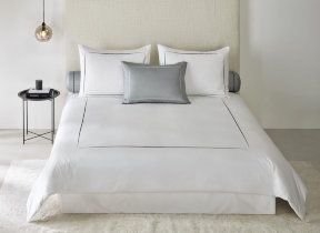 Satin bed linen "Allura in white and gray"