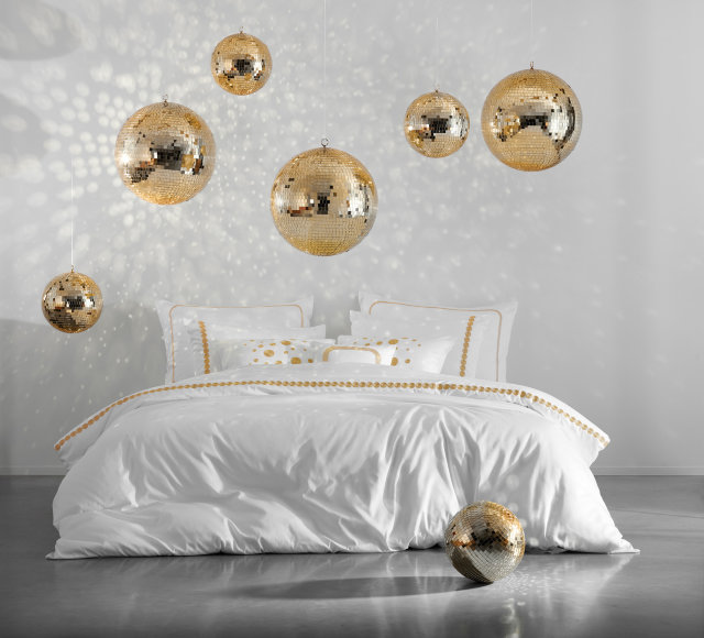 Satin bed linen "Bola White Sun Gold" 